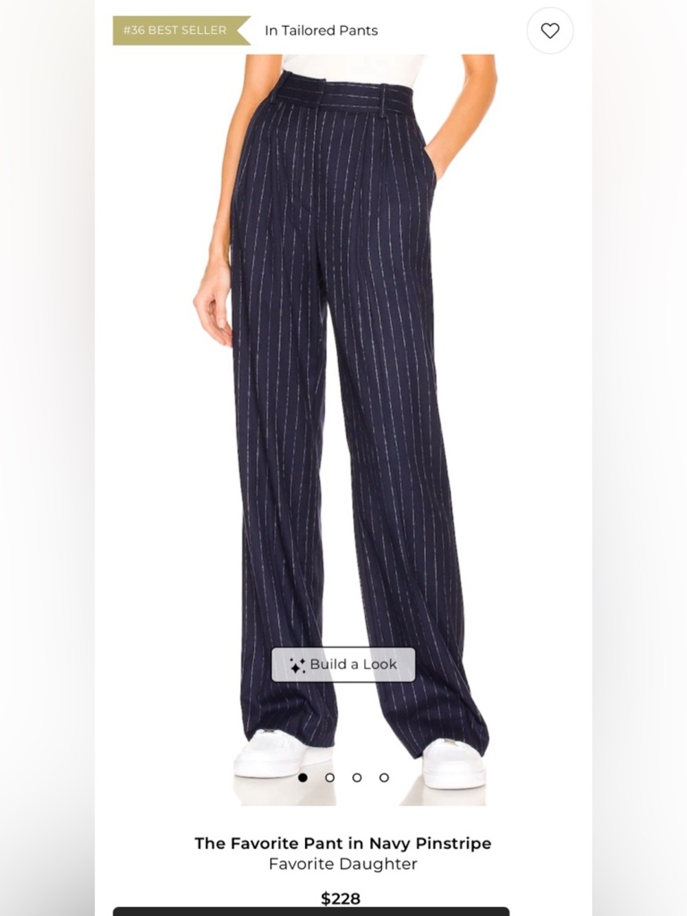 Favorite Daughter Navy Pinstripe Wide-Leg Trousers